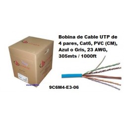 Bobina CAT 6, Siemon, Azul, 305mt CM, IEC 60332-1, awg23.