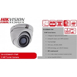 Camara Domo 5Mpx 2.8mm Hikvision 1/2" Metal IP66, ExIR 20m, IRcut, OSD, 4en1