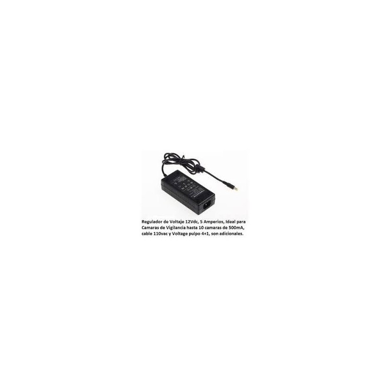 Regulador DC 12 V, 5 Amp, Interno +Cable AC Regulador DC 12 V, 5 Amp, Interno +Cable AC