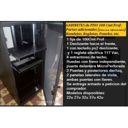 Gabinete piso 22rmu, Prf 100cm Alt 115cm 4 Ptas Fte Micro Perfora, Extrac, Ruedas Explorer, desarmado. Negro. Gtia: Nuevos