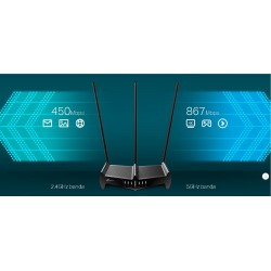 Router Dual Band 1350Mbp, 3Ant, Tp-Link 802.11ac, 5Ghz/867bps, 2.4Ghz/450Mbp, 4Lan 1wan, 10/100Mbp. Gtia: 1Año