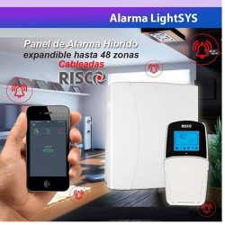 Alarma Risco Lightsys, Cableada 8 Zonas Expandib  48zonas, Teclado Pantalla, Sensor Mvto Comet Pir rk210pt Contactor Magnetico