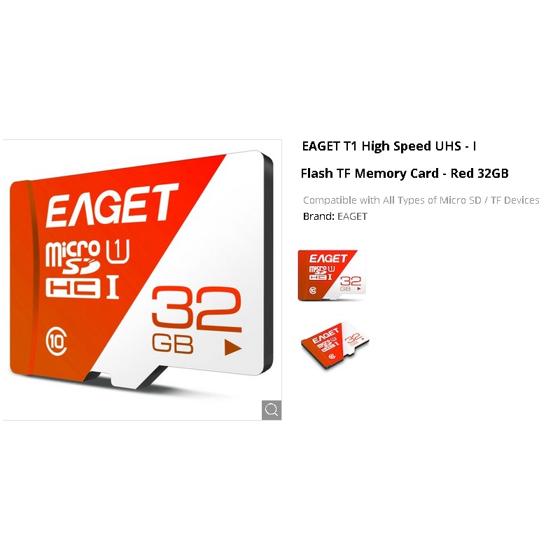 Memoria micro SD 32 Gb, Eaget, Gtia: 90d Memoria micro SD 32 Gb, Eaget, Gtia: 90d