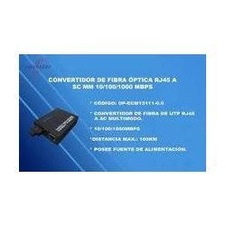 Convertidor de Media Optostar Multimodo SC 10/100Mbp 2Km, 62,5/125, 1310nm.
