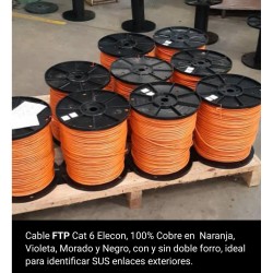 Bobina CAT 6 UTP  Naranja awg23 Elecon 100% COBRE, 305Mts, fabricación Nacional.