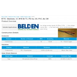Cable Belden, 3 hilos Strd awg18,  x Mts Beldfoil® Shield, PVC Outer Jacket, CM