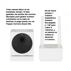 Camara WiFi Exterior Bater Recargab Wyze MicBid, IR7m, 2.4Ghz, _Sd32Gb, 1080px 110gdos, IP65, 2Bat Rec 2,6k. Gtia: 30d