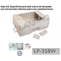 Caja Superficial 4x2, microcortes laterales, Blanco, Lanpro
