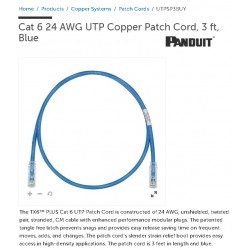 Patch Cord CAT 6, 1mt 3Ft  Panduit Rojo