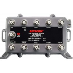 Amplificador CATV 9 canales, 8dbi, metal 52-1002Mhz, Transf 12Vdc. Gtia: 30dias 6 kV protec, PTC Short-Circuit. Antronix