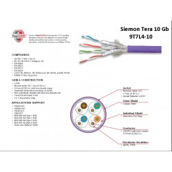 Bobina Siemon Cat 6A 10Ghz F/UTP Violeta doble chaqueta, CMP, plenum, awg24, 1 hilo tierra, par Foild, LSOH, 10GbaseT