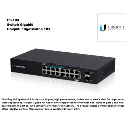 Switch 16 Ptos Gigabit 2Sfp 1Poe, Ubiquiti 1000 Mbp, Rack, Vlan 4K, Admin L2, Fanless.. Gtia:30dias