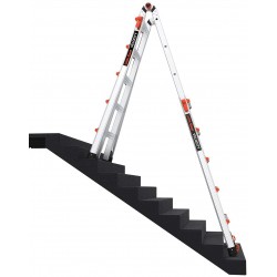 Escalera 5-10 tramos, 6.70mt, 150Kg 22ft, Multiposicion, 300Lbs, Aluminio. con ruedas.