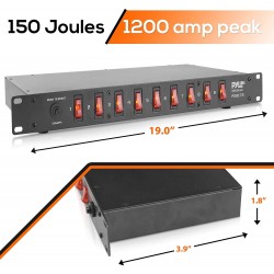 Regleta Electrica 9 AC Switch Indpte, Rack, 1U, 115-230vac Noise filter, 15 Amp, Fuse Reset, Spike y Surge protecction. PDU