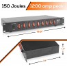 Regleta Electrica 9 AC Switch Indpte, Rack, 1U, 115-230vac Noise filter, 15 Amp, Fuse Reset, Spike y Surge protecction. PDU