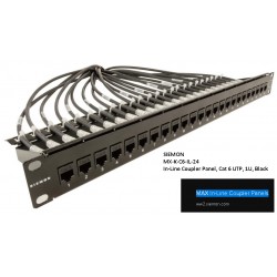 Patchpanel 24p CAT 6, 1rmu, Siemon MAX In-Line coupler