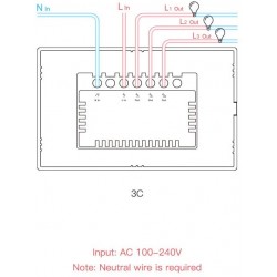 Apagador Triple 3x, Sonoff, Wi-Fi 2.4GHz Smart TOUST, 2A, GH, IFTTT.