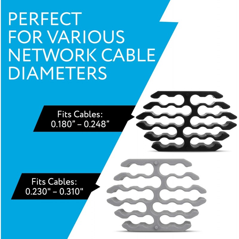 Peinador Organizador Alineador de cables, 6 Combo, velcros, Cat 5e, Cat 6, Cat 6A.