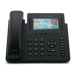 Telefono IP PoE, 6xSIP, Grandstream 12 Lineas, 4.3" color Negro, 2 PoE Gigabit