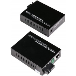 Transceiver Ext FO a Rj45, SM Bidir Kit2 Converter Media. 0.5 Km - 20Km, 2 unds UPC port. SM es Monomodo. Gtia: 30d