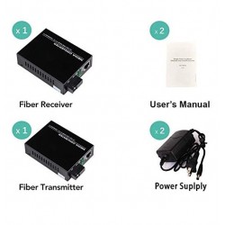 Transceiver Ext FO a Rj45, SM Bidir Kit2 Converter Media. 0.5 Km - 20Km, 2 unds UPC port. SM es Monomodo. Gtia: 30d
