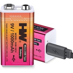 Bateria 9v Recargable 1000 mAh, puerto cable micro Usb