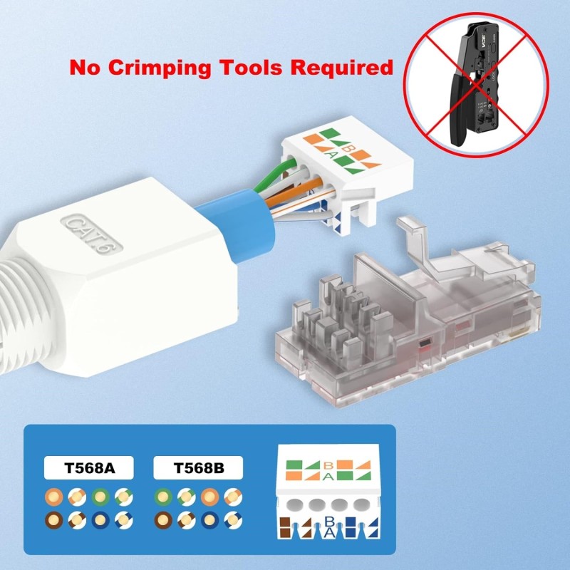 Conector Rj45 CAT 6, 10Gb Blanco Armable, awg 23-26. plastico, cable OD ...
