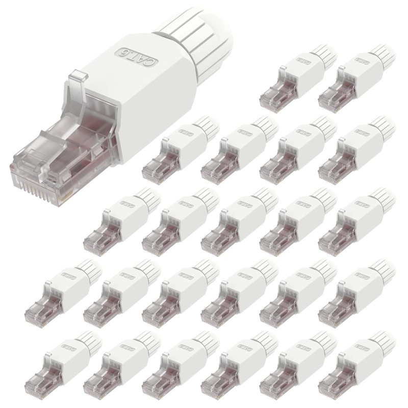 Conector Rj45 CAT 6, 10Gb Blanco Armable, awg 23-26. plastico, cable OD ...