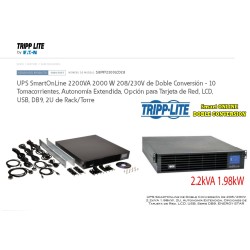 Ups On Line Bifasico 2200Va 1.98kw Tripp 208-230Vac, Req Cables C14, Doble Conver Usb Smart, Ampliab Web Card. Gtia: 180d