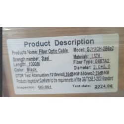 Fibra Optica Drop 2 hilos SM Dielect 1Km G.657A1, 9/125um, 900um lszh, 3x KFRP Mensajero Dielectrico p Tuberias Electricas