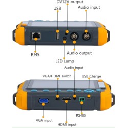 Probador Cctv 5", Vga/Hdmi, 5-8Mpx, 4en1, Dc12vOut Lan Test Rj45, Rs485 Ptz, Usb5v, 1Mic, Cables. SIN Garantia