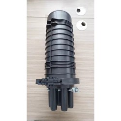 Domo Manga Empalme FO 96 hilos, Vertical, 8 Splice 12 hilos, 1In_4Out Entrad Salid, Negro, Vacia, Atornillada, Silicon, IP65