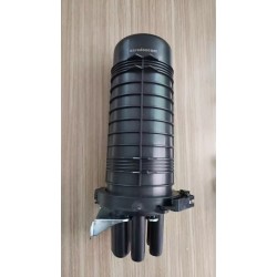 Domo Manga Empalme FO 96 hilos, Vertical, 8 Splice 12 hilos, 1In_4Out Entrad Salid, Negro, Vacia, Atornillada, Silicon, IP65
