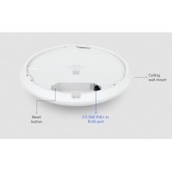 Punto de Acceso UniFi WiFi 7 Techo Tri Band, Indoor, MU-MIMO 2x2, 2.5GB, GBE NO POE, 2.4/5/6 GHz, Gtia:10dias