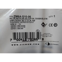 Patch Cord Siemon CAT 6A 10G 10ft  Azul, Shielded Blind, clear boot, T568A/B, CMG.