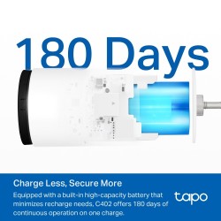 Camara WiFi 2Mpx, Wire-Free Tapo TP-Link, 1080px, MIC bidi, Sd512Gb, Bat Recargabl, IP65, 2.4Ghz, Cloud, Cable, Gtia:10d
