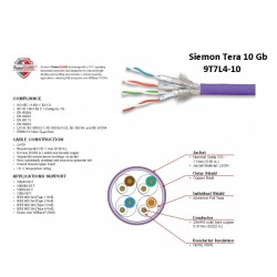 Bobina Siemon Cat 7, 10Gb S/FTP Violeta doble chaqueta, CMZ-00424SIE-10U, awg24, cada par con Foild, norma LSZH